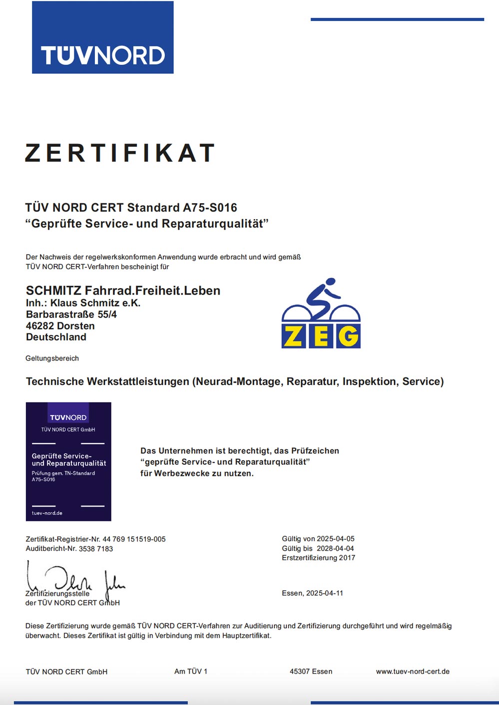 Zertifizierte_Fahrradwerkstatt-SCHMITZ_Dorsten